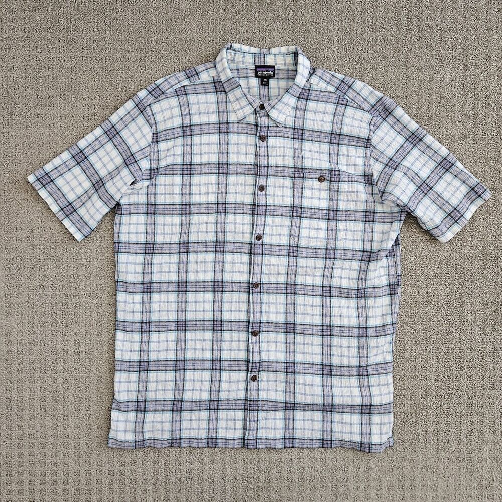 Patagonia (Mens 2XL) AC Button Up Organic‎ Cotton Gauze Plaid Short Sleeve Shirt